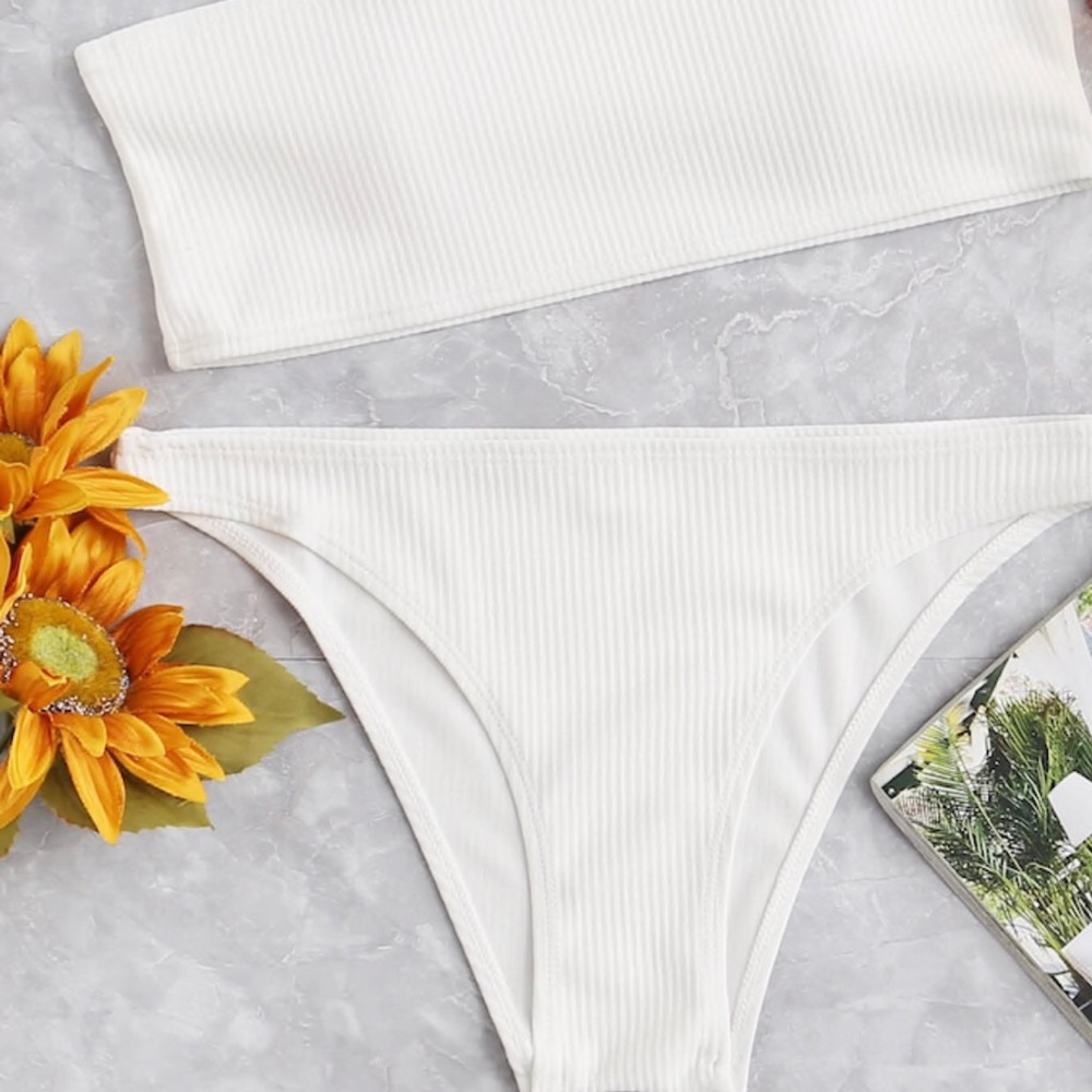 👙Ribbed Bandeau Bikini Set👙